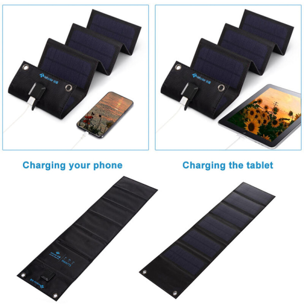 MS9 Bärbar Solar Power Bank Utomhus Solar Laddare IPX4 Vattentät hopfällbar 9W Snabbladdning 5V USB Mini Compact