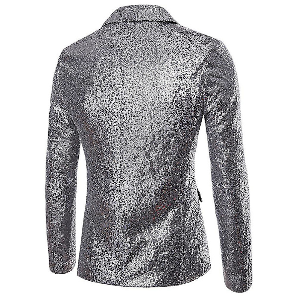 Sølv Sequin Luksus Fest Middag Prom Tuxedo Blazer Jakke til Mænd