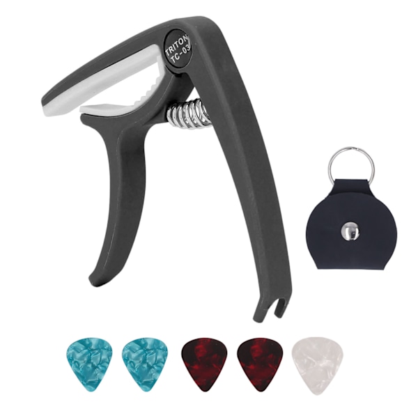 Elgitarr Capo ABS Quick Release Ukulele Gitarr Capo Set med 5 ST Gitarrspel för Mandolin Banjo Black