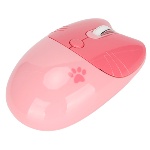 Trådløs mus Sød tegneserie Cat Paw 2.4G Dobbelttilstand computertablet Tre niveauer DPI Mini Silent Wireless Mouse Rosa