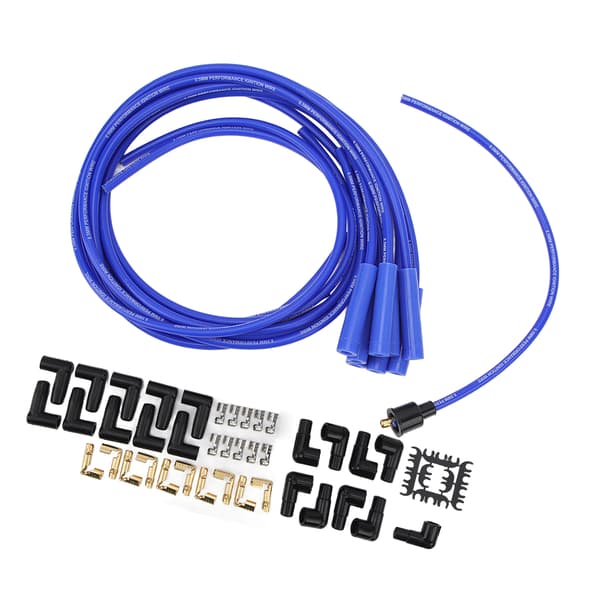 8.5mm 180 Degree Spark Plug Wire Set with Dustproof Boot, Replacement Compatible with Chevy 8-Cylinder Models, Blue