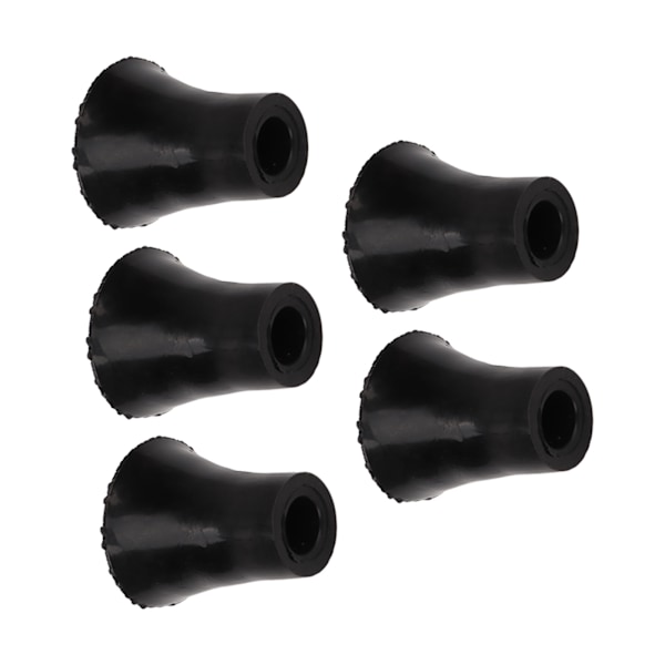 5 stk 19 mm Krykke Spidser Forhindrer Glidning Blød Forbedret Gummi Vandrestave Udskiftningsspids Sort
