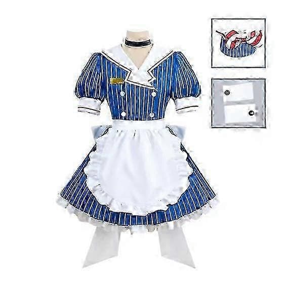 Miku Cosplay Kostumer Anime Mesmerizer Uniform Kvinder Stribet Stuepigekjole SZBS L