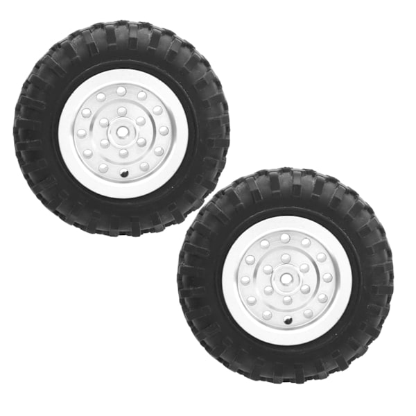 55 mm/2,2 tum RC lastbilsdäck med skruv Aluminiumlegering Gummi Antisladd för WPL D12 1/10(Silver S)
