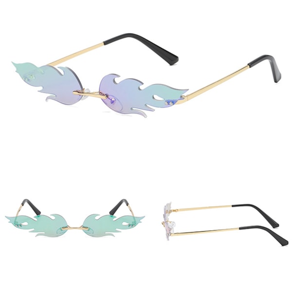 Unisex Flame Solbriller Rimless Wave Solbriller Luksuriøse trendy smale solbriller