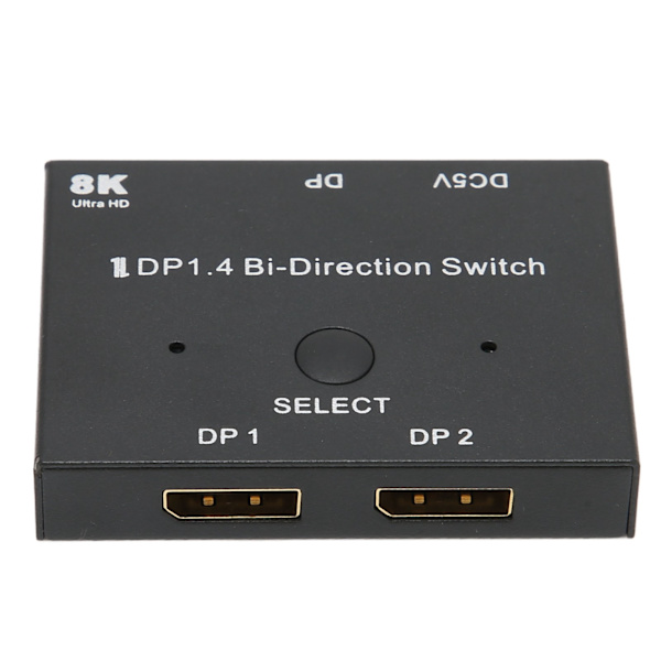 DisplayPort-bryter 2x1/1x2 DisplayPort Tosidig Switcher Støtter 8K 30Hz 5K 60Hz 4K 120Hz/60Hz for Monitor Bærbar PC