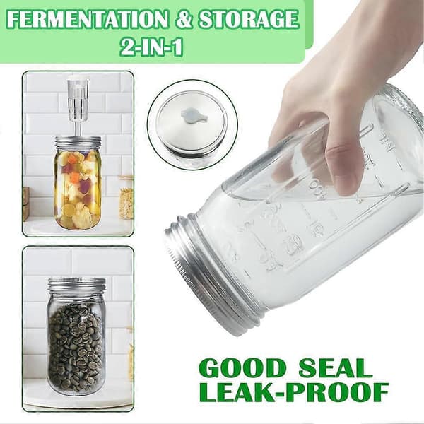 32 unssin Mason Jar -fermentointisarja, fermentointipurkki, fermentointikansi, fermentointipainot ja ilmalukko