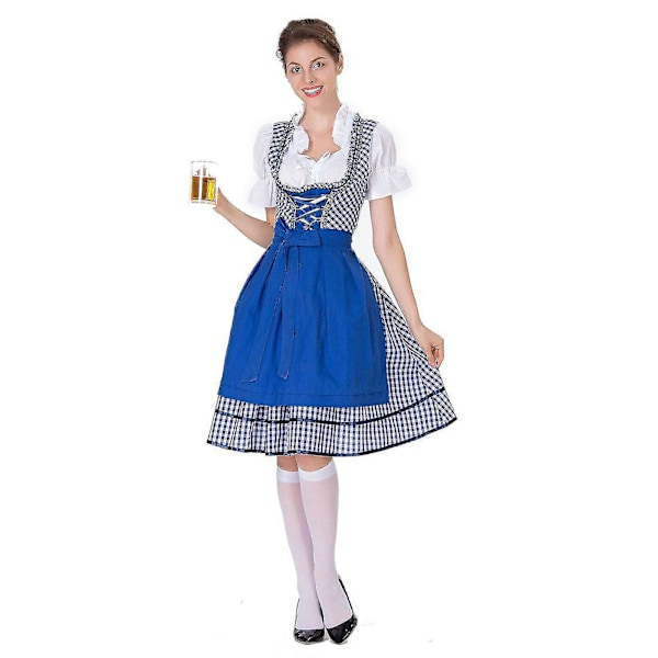 Oktoberfest Blå Dirndl Kjole Kvinders Tysk Kostume 3XL