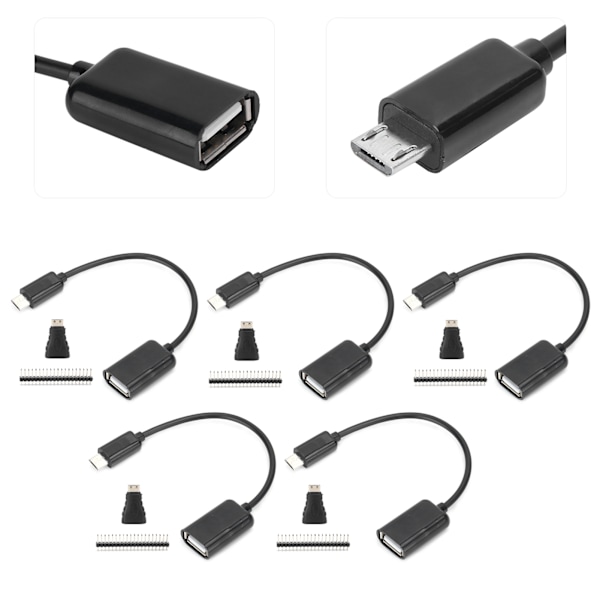 5 Sarjaa Micro USB - OTG-kaapeli HDMI Naaras - Mini HDMI Uros -adapteri GPIO-liitin Raspberry Pi Zerolle