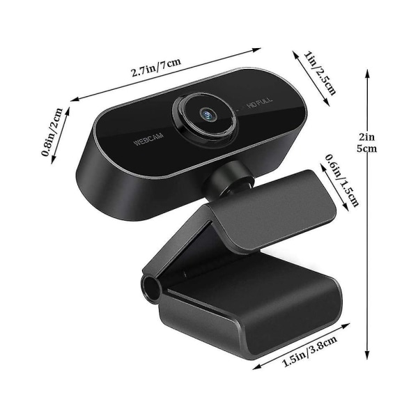 Webcam med mikrofon, fuld hd 1080p webcam videokamera