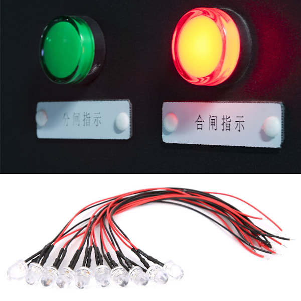 50 STK 12V 8mm kromatiske LED-lamper med 20CM 26AWG-ledning til industritilbehør Farverig blink