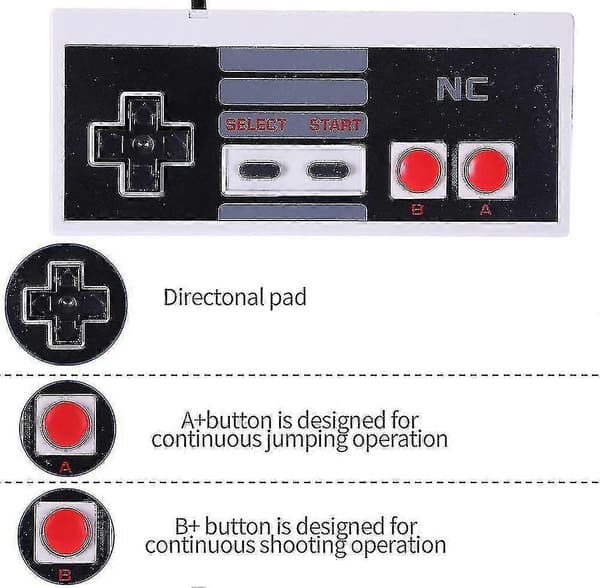 Klassiska Nes-kontroller kompatibla med Nes 8-bitars underhållningssystemkonsolkontrollplatta (2 st)