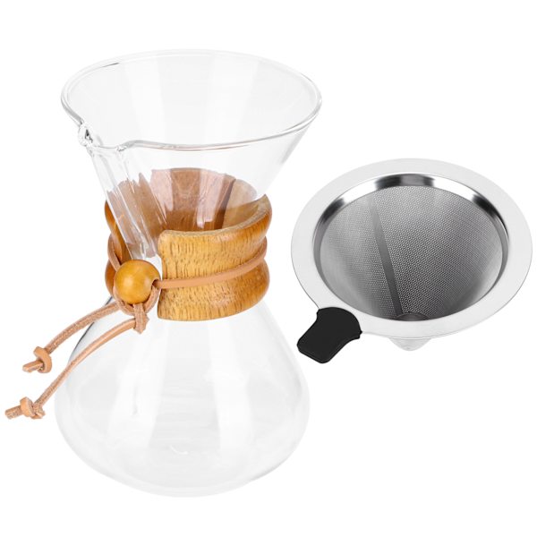 Kaffebryggare Högtemperaturbeständigt glas kaffedroppgryta med rostfritt stålfilter (400 ml)