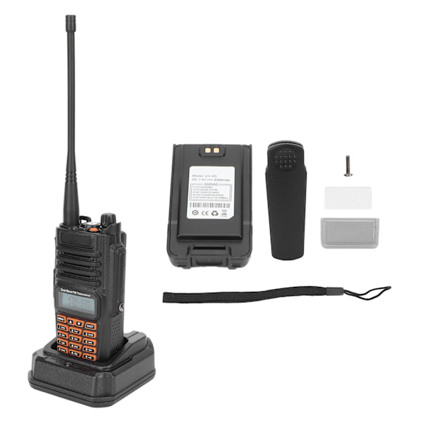 Dualbånds Walkie Talkie 10W UHF VHF Lang rækkevidde IP67 Vandafvisende 2-vejs radio til BaoFeng UVXS 100240V EU-stik