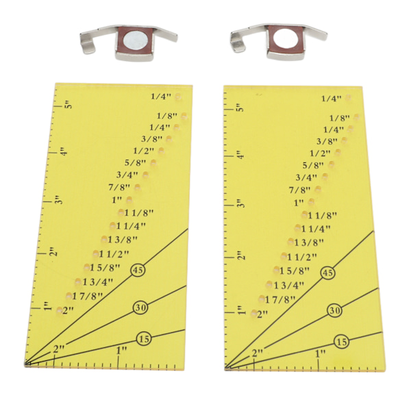 2 set sömguidelinjal Stark magnetisk rostfritt stål Transparent Akryl Gul linjal Positioneringsmagnet sömguide