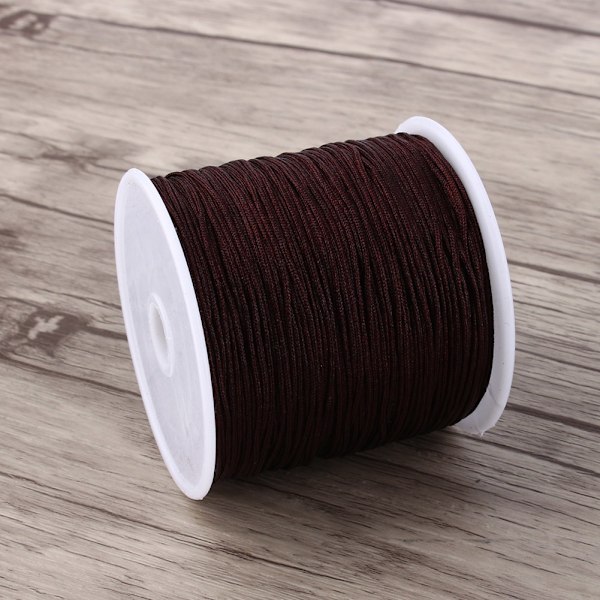 100M x 0,8 mm Nylon Kinesisk Knot Sladd Rattail Macrame Shamballa Trådsträng Kaffe