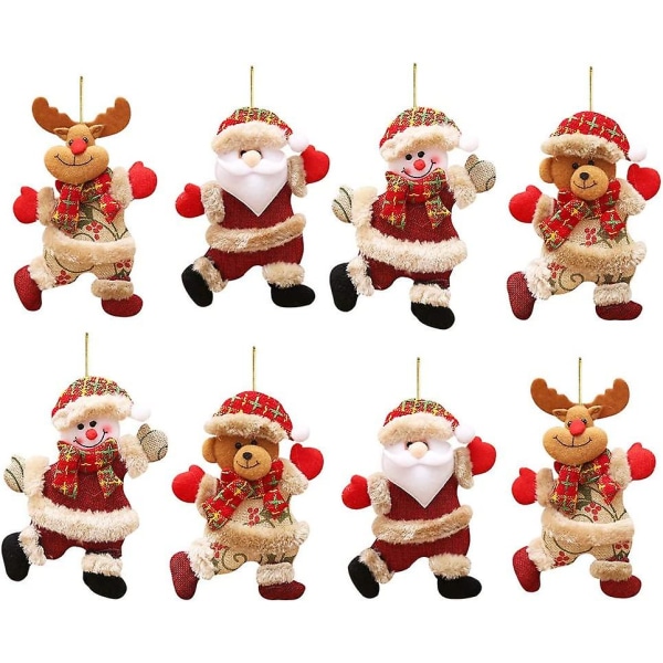 Jule hængende dekoration, 8 stykker julepynt Pynt Julemand Snemand Rensdyr Bjørn Dukke Juletræspynt til jul