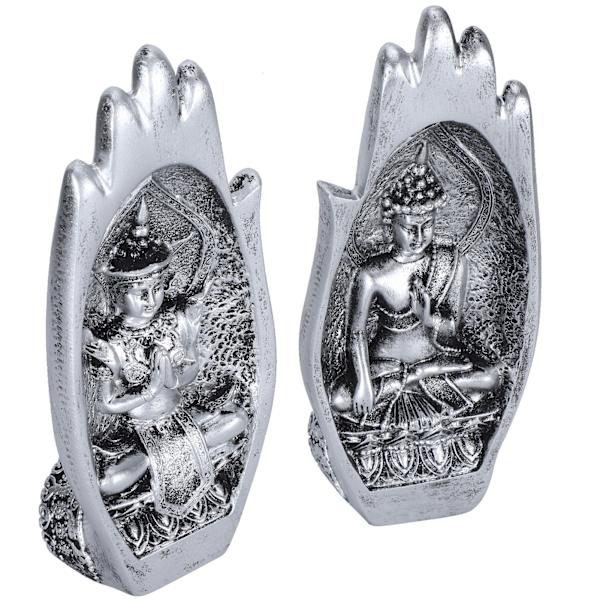 Harts Retrokunst Stue Buddhastatuer Buddhistisk Statuett Hjeminnredning Prydnad Sølv