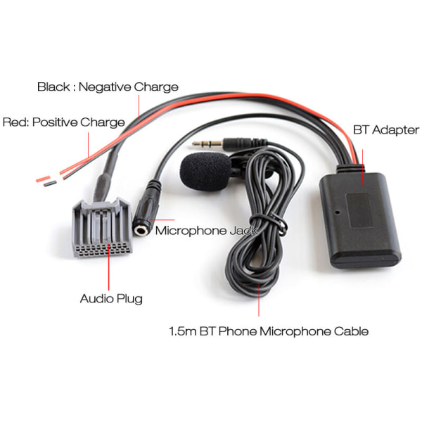 Bil Aux Audio Bluetooth Adapter med Mikrofon til Honda