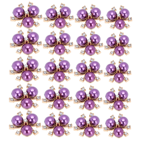 20 stk. Perleblomst Rhinestones DIY Tøj Manchet Broche Mode Smykketilbehør Lilla