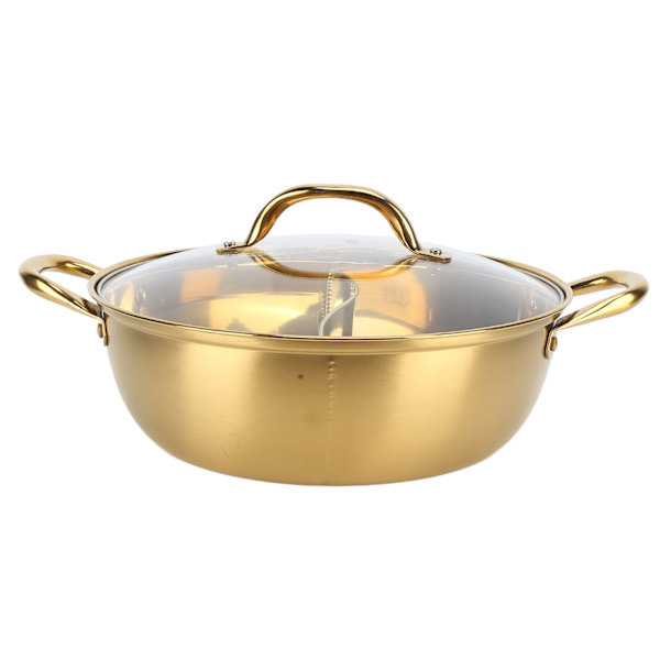 Hot Pot 30,3 cm Diameter 304 Rustfrit Stål Rustfrit Separat Design Mandarin And PotGuld