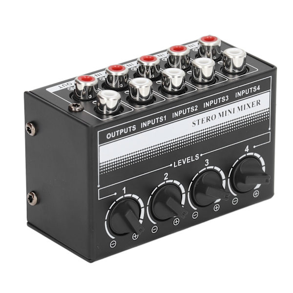CX400 Mini Passiv Stereo Mixer Bærbar Stereo 4-kanals Mixer til CD-afspiller Bånddrev Computer Telefon Tablet Computer Hvid