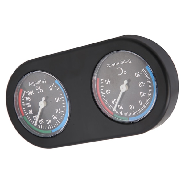 Mini analog temperatur fuktighetsmätare Rund form termometer Hygrometer för reptiltank