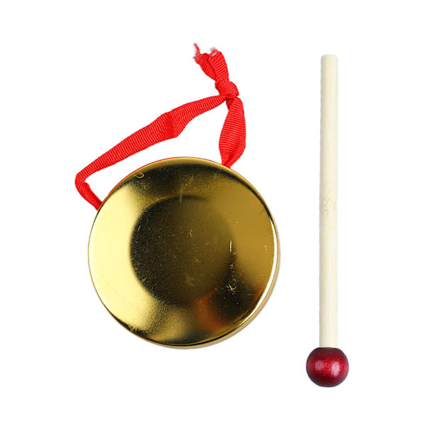 Håndgong Mini Bærbar Musikinstrument Udendørs Legetøj med Hammer til Traditionelt Kinesisk Slagværk Guld 9 cm