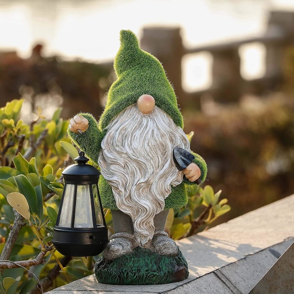 Led-ulkovalaisin kääpiö lyhtyllä - Garden Gnome -puutarhan koristelu