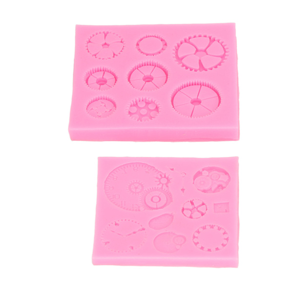 2 stk Gears Kage Silikonform Punk Style Højtemperaturbestandig Klok Kugger Fondantform til DIY Dessert Chokolade