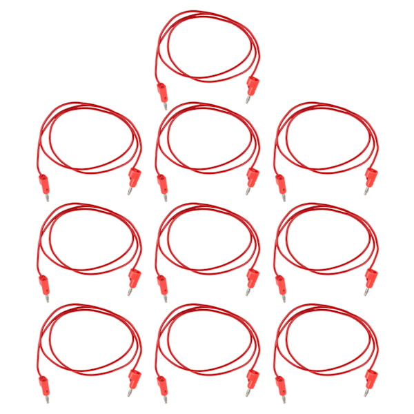 10 set Bananplugg testkablar hane till hane mässingskärna Elektrisk testning J.70006 4MM Röd