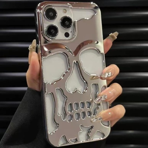 3d Hollow Skull Callous telefonfodral til Iphone 14 Promax 13 12 11 Pro Max 14 Plus 13 Luxury Plating Akryl Stötsäker hård