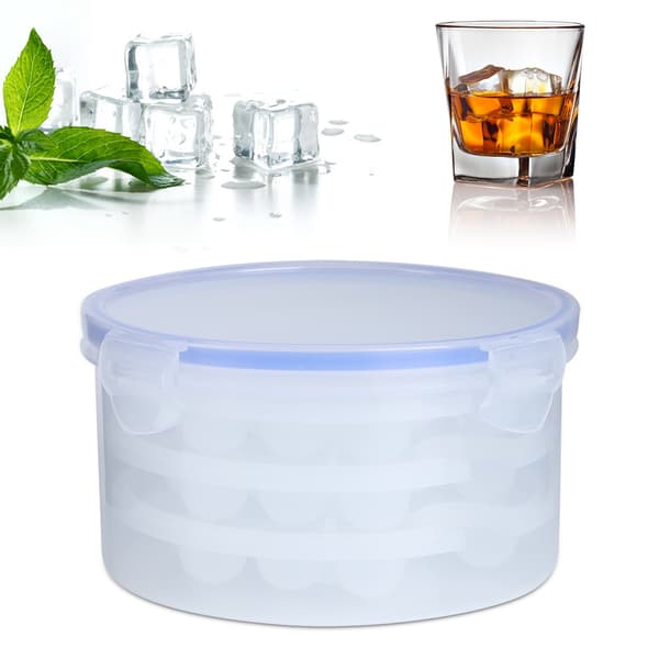 Flexible Round Ice Ball Maker Mold Ice Cube Tray Ice Grid Making Boxes (1.1L 3 Layers 51 Grids) 0.6