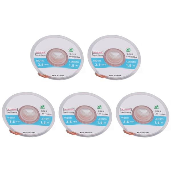 【NX】5 st Löd Wick Braid Koppar 1,5 m Längd 3,5 mm Bredd Set Kit Kompatibel med lödning Avlödning