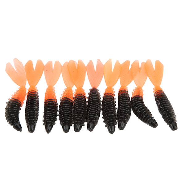 10 stk. Fiskesoft Lures Dobbelt Hale Design Blød Levende Udseende Spiral Stripe Fiskesoft Lures til FiskeriB