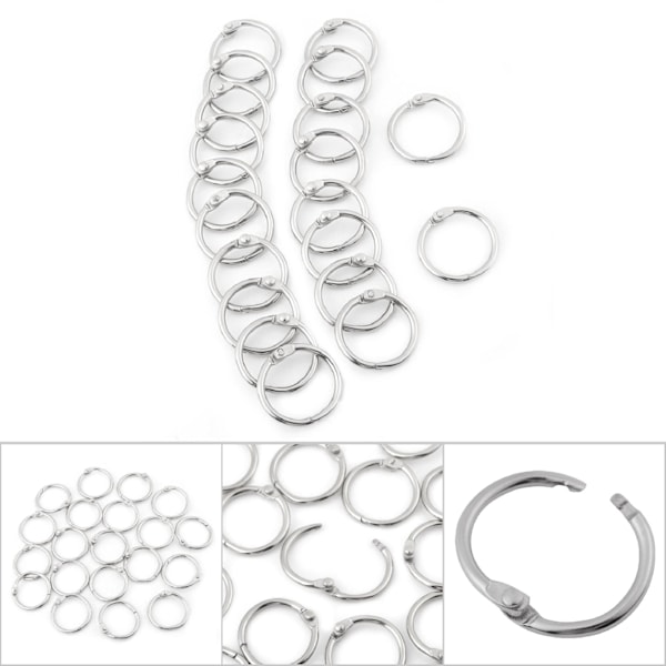 20 stk Metalhængsler Ring Bogbind Delte Nøgleringe Album Scrapbog Løsbladklemme (38mm)