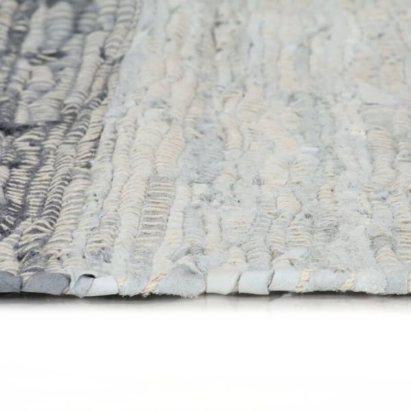 Håndvevd Chindi Teppe Skinn 80 x 160 cm Grå