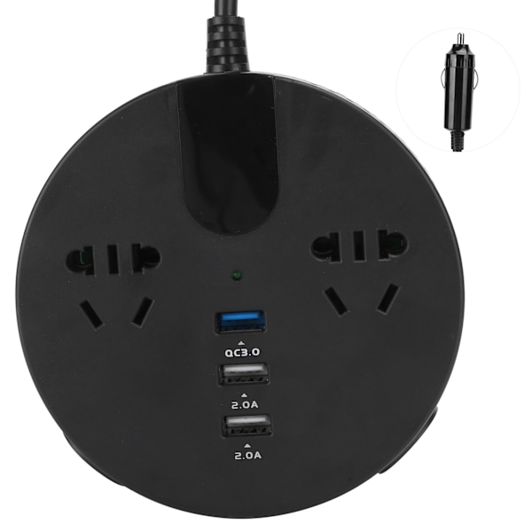 150W Strømkilde Inverter 12‑24V til 220V Biladapter LED Digital Display Bilinverter Sort