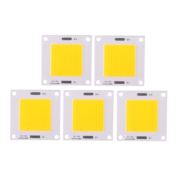 5 stk/sæt Høj Effekt 50W COB LED-integreret lampchip til DIY-pære projektør (varmt lys)