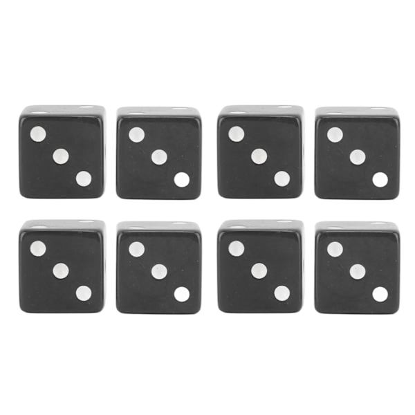 8 stk 6-sidige terninger Sett Utdannings Square Corner Terninger Standard Spill Terninger Interaktivt Brettspill Terninger for Hjem Klasserom Svart
