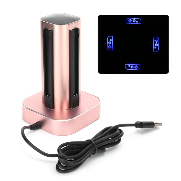 4-i-1 Laddningsstation för Nintendo Switch, Aluminiumlegering, Roséguld