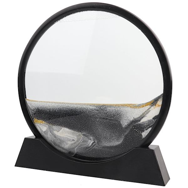 Flydende Sandmaleri 3D Timeglas Dekoration Flow Landskabsmålning Kviksand Dekor (Sort)