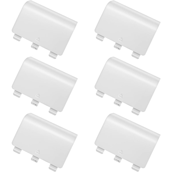 Pakke med 6 hvide plastik-udskiftningsbattericovers til Xbox Series XS-konsollen