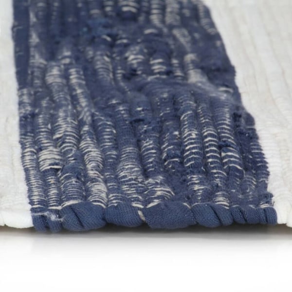 Käsin kudottu chindi-matto Puuvilla 160x230 cm Sininen ja valkoinen