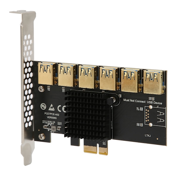 PCIE 1 til 6 Riser Card PCIE 1X USB3.0 Grafikk-utvidelse Enkel installasjon Meget kompatibel PCIE 1 til PCIE 6 Adapterkort