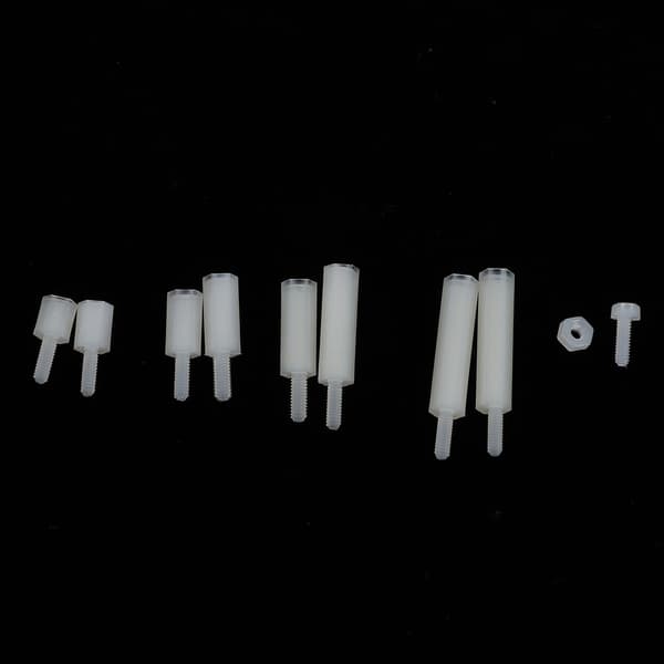 【NX】140 stk. boks M2 Nylon Rundhode Krysskrue Sekskantmutter Mann-Kvinne Avstandsstykke Sortimentsett (Hvit)