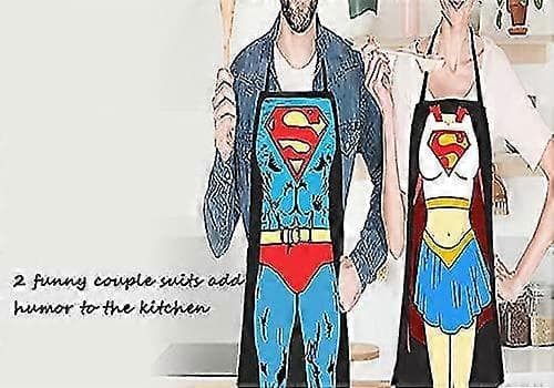 sett kjøkkenforklær - Superman-versjon for menn og kvinner, parforklær