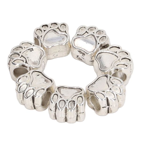 20 st Tasstryck distanspärlor Antik silver europeisk stil zinklegering Söta pärlor för armband DIY smycken