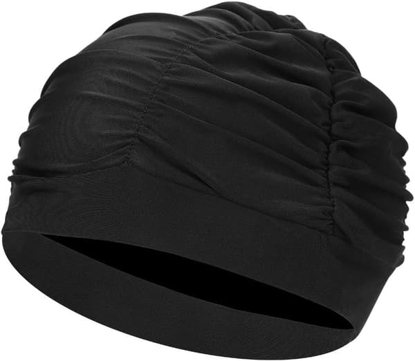 【NX】Plisseret badehætte til kvinder, damebadehætte til langt hår, super elastisk badehætte, strand- og surfcaps, behagelig badehætte