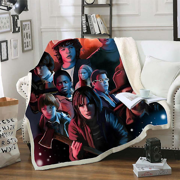 Stranger Things 3D-trykt Fleece-tæppe 70*100 - Vaskbart, Hjem & Kontor